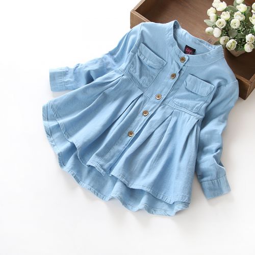 Chemise fille à manche longue en toile - Ref 2085715
