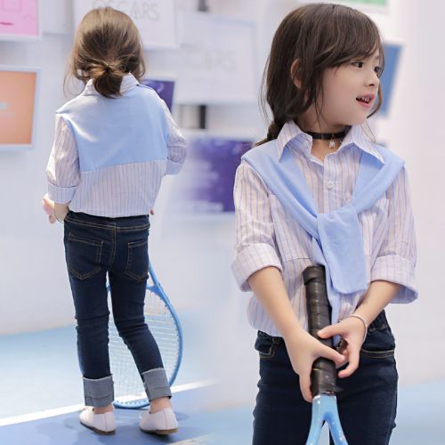 Chemise fille à manche longue en Toile de coton - Ref 2085716
