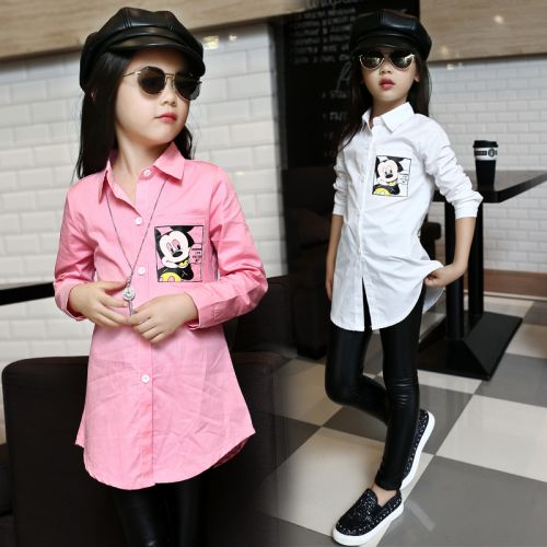 Chemise fille à manche longue en coton - Ref 2085728