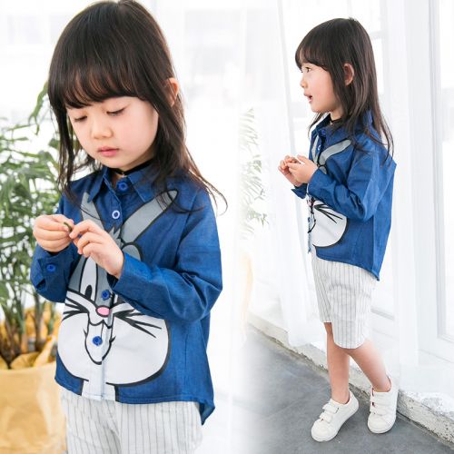 Chemise fille à manche longue en toile - Ref 2085744