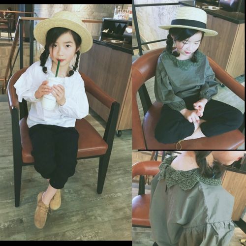 Chemise fille à manche longue en Toile de coton - Ref 2085775