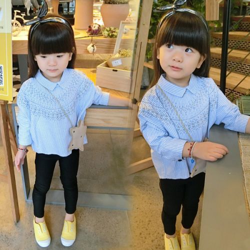 Chemise fille à manche longue en Toile de coton - Ref 2085785