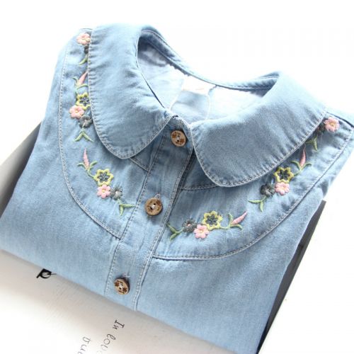 Chemise fille à manche longue en toile - Ref 2085789