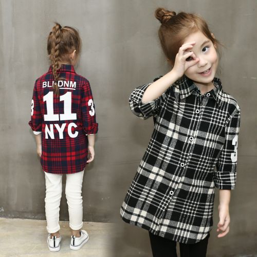 Chemise fille à manche longue en Toile de coton - Ref 2085791