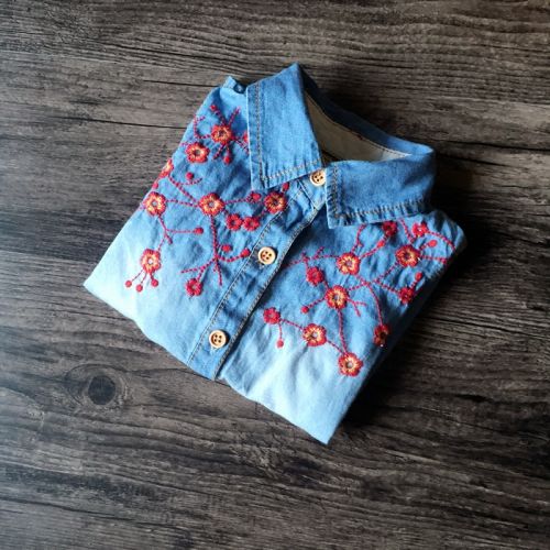 Chemise fille à manche longue en toile - Ref 2085909