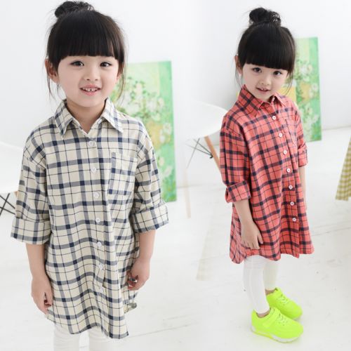 Chemise fille à manche longue en Toile de coton - Ref 2085988