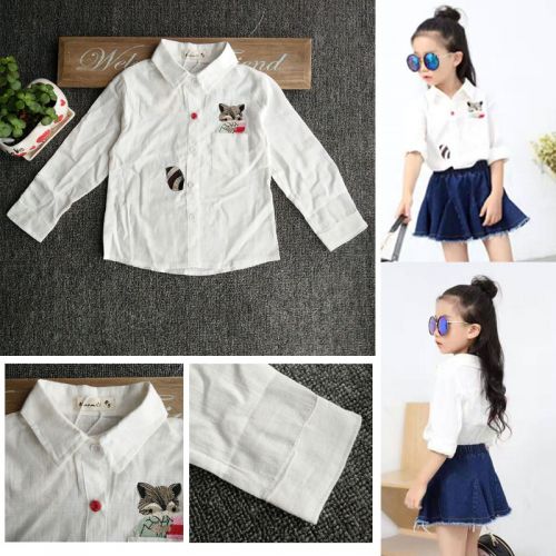 Chemise fille à manche longue en lin - Ref 2085991