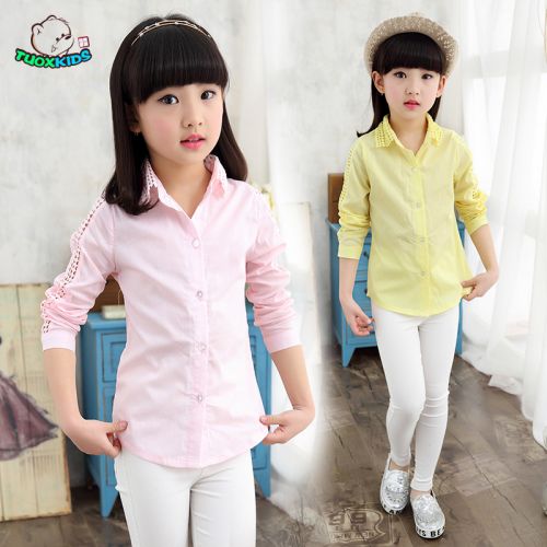 Chemise fille TUOX à manche longue en Toile de coton - Ref 2086068