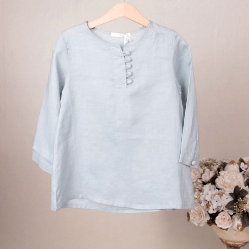 Chemise fille à manche longue en lin - Ref 2086103
