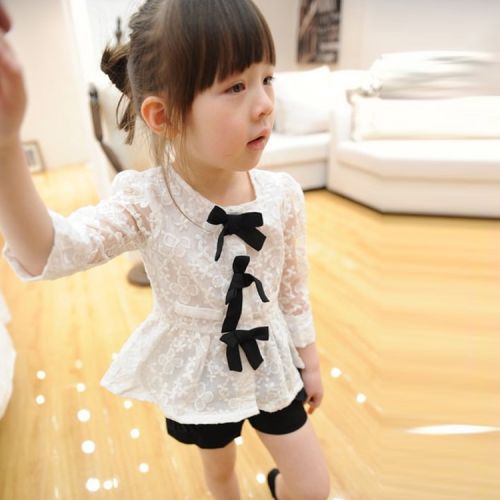 Chemise fille à manche longue en mousseline de soie - Ref 2086119