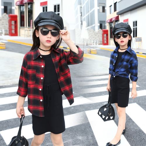 Chemise fille à manche longue en coton - Ref 2086167