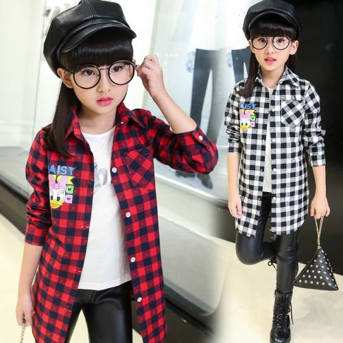 Chemise fille à manche longue en Toile de coton - Ref 2086172