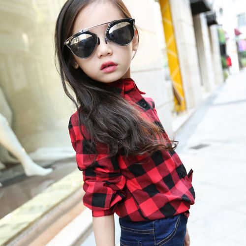 Chemise fille à manche longue en Toile de coton - Ref 2086181