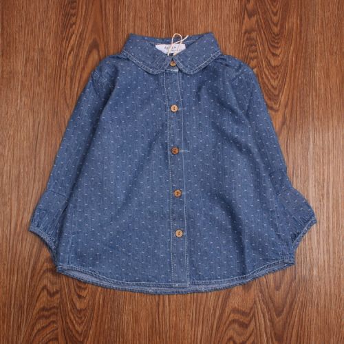 Chemise fille à manche longue en toile - Ref 2086215