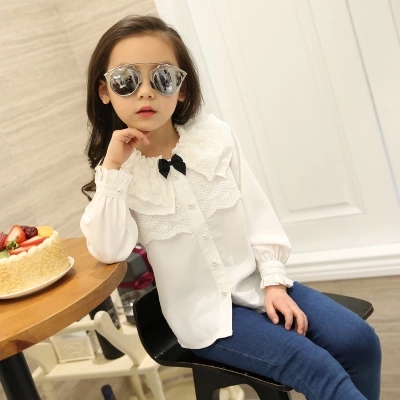 Chemise fille à manche longue en mousseline de soie - Ref 2086255