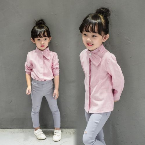 Chemise fille à manche longue en Toile de coton - Ref 2086289