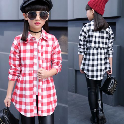 Chemise fille à manche longue en Toile de coton - Ref 2086293