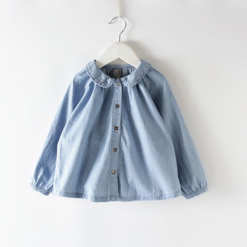 Chemise fille à manche longue en toile - Ref 2086370