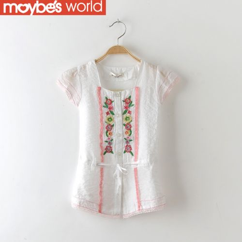 Chemise fille MAYBES WORLD à manche courte en Toile de coton - Ref 2086407
