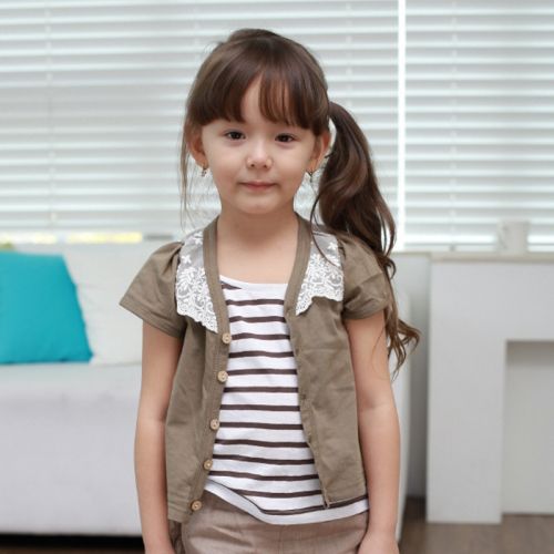 Chemise fille JBANS à manche courte en Toile de coton - Ref 2086411