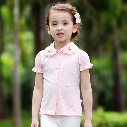 Chemise fille à manche courte en coton - Ref 2086413