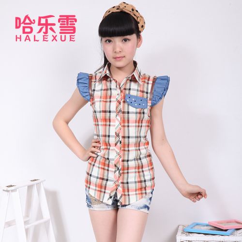 Chemise fille à manche courte en Toile de coton - Ref 2086414