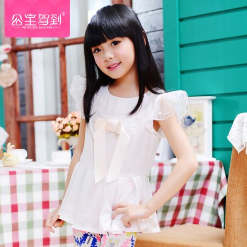 Chemise fille à manche courte en mousseline de soie - Ref 2086416