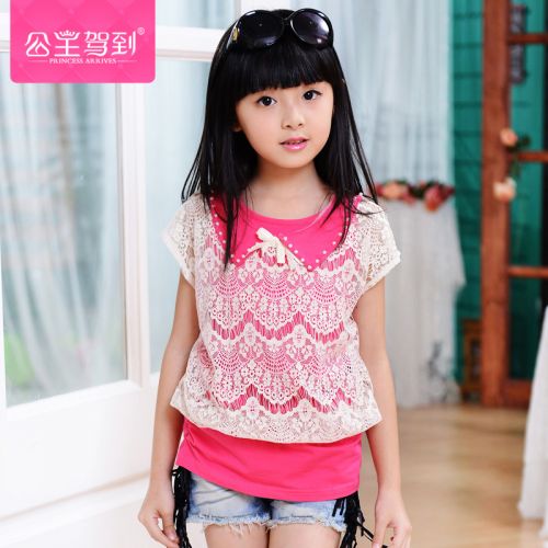 Chemise fille à manche courte en Toile de coton - Ref 2086419