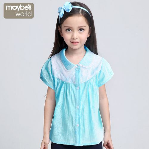 Chemise fille MAYBES WORLD à manche courte en Toile de coton - Ref 2086428