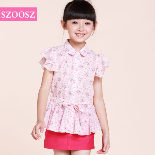 Chemise fille SZOOSZ à manche courte - Ref 2086445
