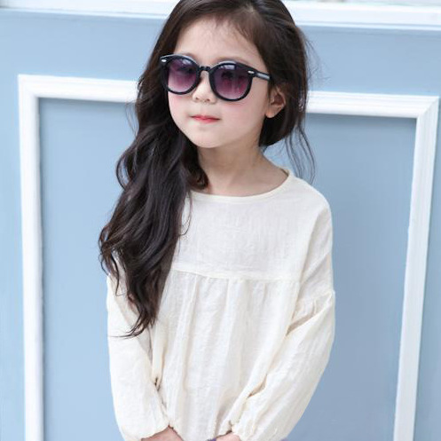 Chemise fille à manche longue en coton - Ref 2086504