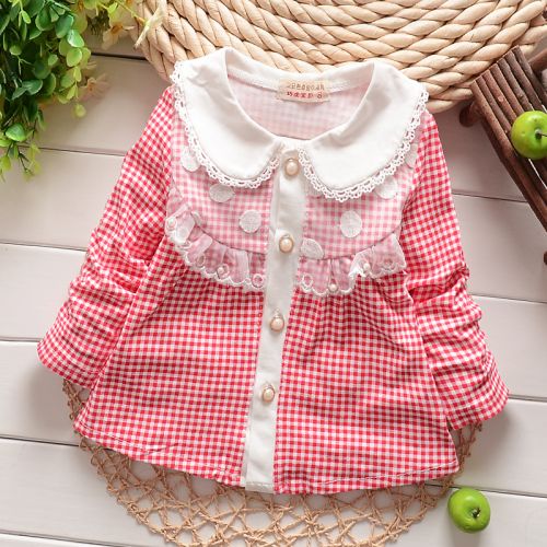 Chemise fille à manche longue en coton - Ref 2086511