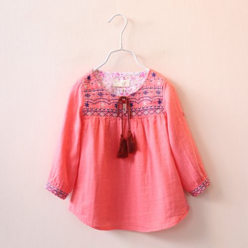 Chemise fille à manche longue en Toile de coton - Ref 2086529