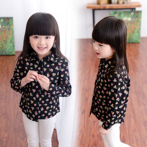 Chemise fille à manche longue en Toile de coton - Ref 2086542