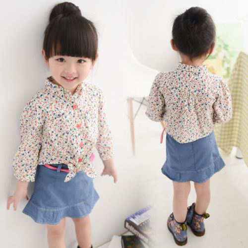 Chemise fille à manche longue en Toile de coton - Ref 2086588