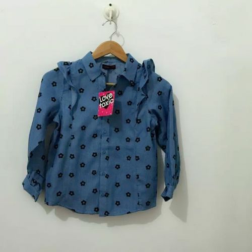 Chemise fille à manche longue en coton - Ref 2086612