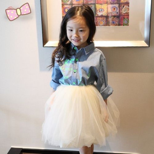 Chemise fille à manche longue en toile - Ref 2086621