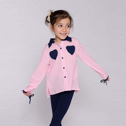 Chemise fille à manche longue en mousseline de soie - Ref 2086749