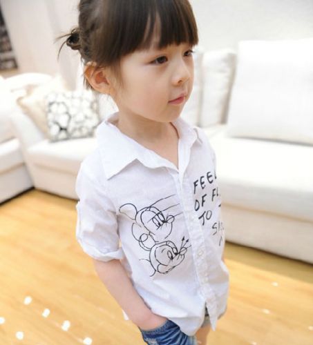 Chemise fille à manche longue en lin - Ref 2086761