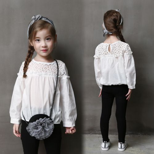 Chemise fille à manche longue en coton - Ref 2086887