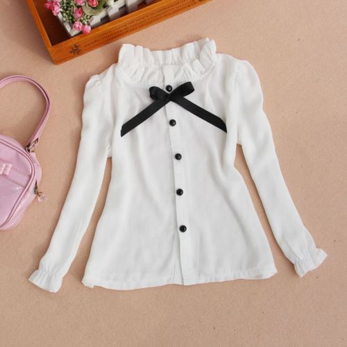 Chemise fille à manche longue en mousseline de soie - Ref 2086966