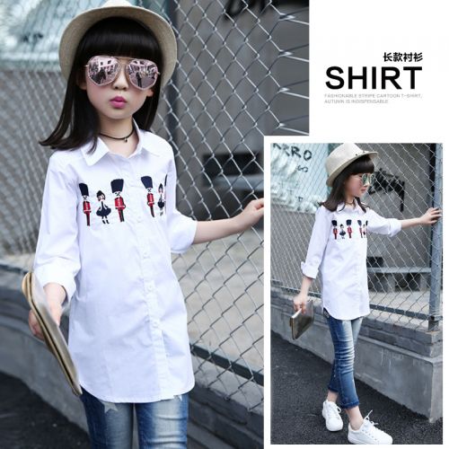 Chemise fille à manche longue en coton - Ref 2086985