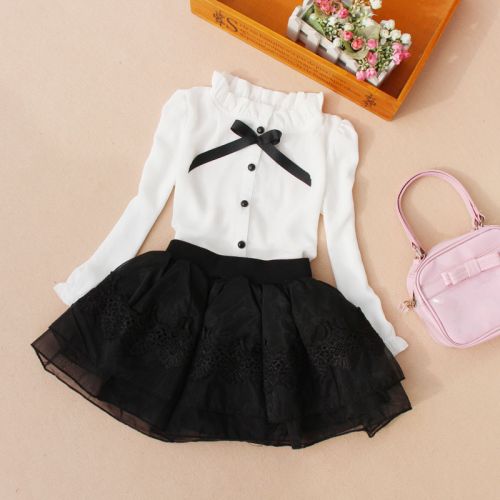 Chemise fille à manche longue en mousseline de soie - Ref 2086998