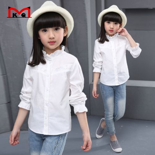 Chemise fille à manche longue en Toile de coton - Ref 2087014