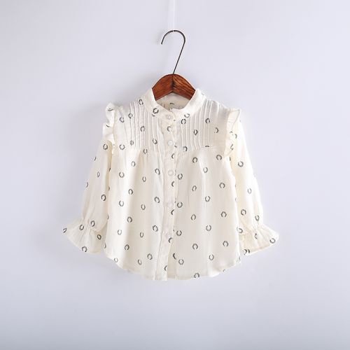 Chemise fille à manche longue en coton - Ref 2087036