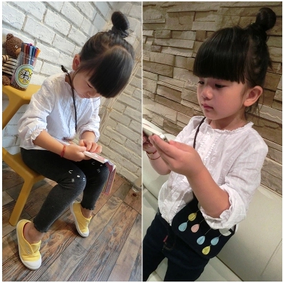 Chemise fille à manche longue en Toile de coton - Ref 2087085