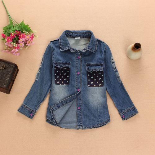 Chemise fille VELLMENTTO à manche longue en toile - Ref 2087175