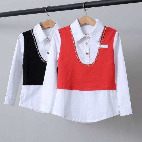 Chemise fille à manche longue en Toile de coton - Ref 2087187