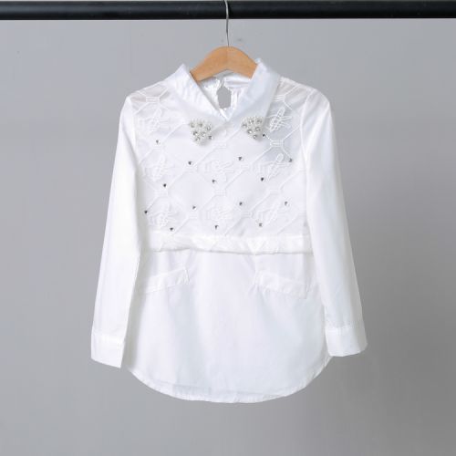 Chemise fille à manche longue en Toile de coton - Ref 2087189