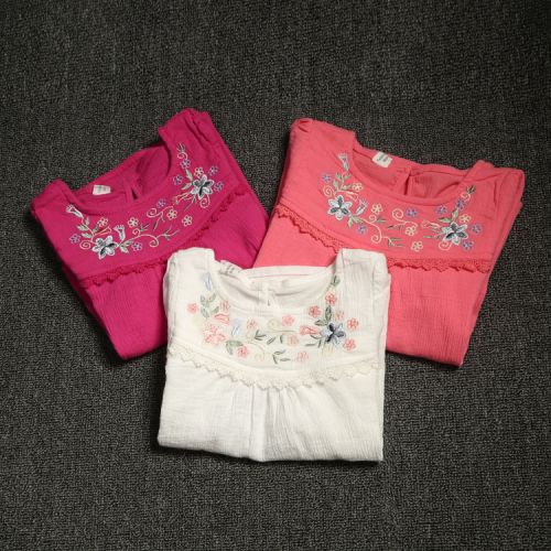 Chemise fille à manche longue en mousseline de soie - Ref 2087225